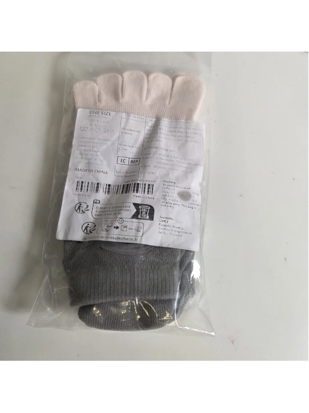 Women's Unbranded Toe Socks One Size Grey and Beige